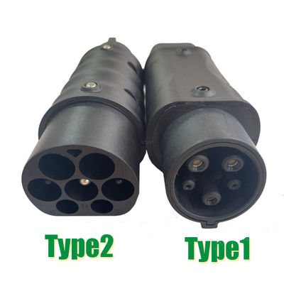 Type2 إلى Type1 محولات شاحن السيارات الكهربائية 32A ، محول شاحن EV AC 250V