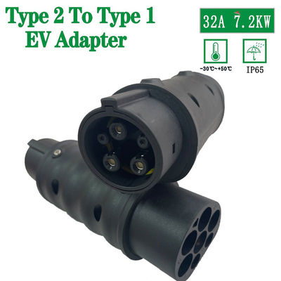 مهايئ شاحن EV من النوع 2 إلى Type1 Max 32A IEC 62196 إلى SAE J1772 محول شاحن السيارة AC