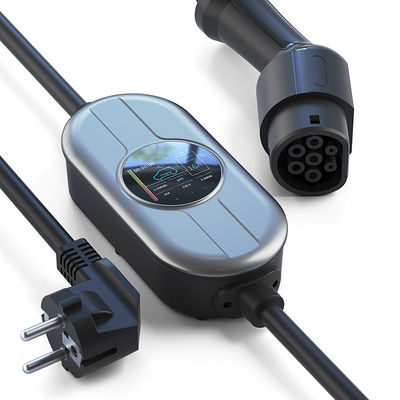 شاحن EV محمول من النوع 2 50/60 هرتز مع صندوق تحكم تيار متردد 230 فولت شاحن EV منزلي قابل للتعديل