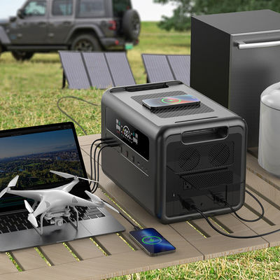 شاشة LCD 2304Wh محطة طاقة محمولة 1200W AC مدخلات مولد طاقة شمسية LiFePO4 بطارية للتخييم